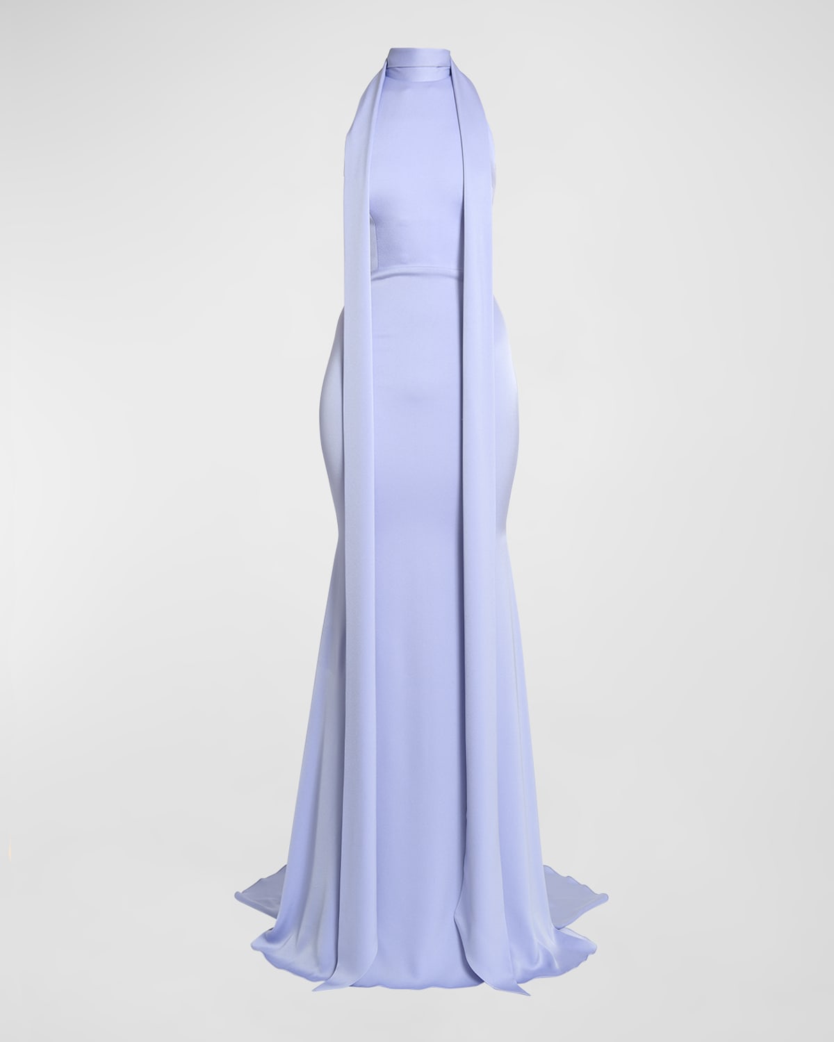 Alex Perry Satin Crepe Mermaid Gown with Scarf Neckline
