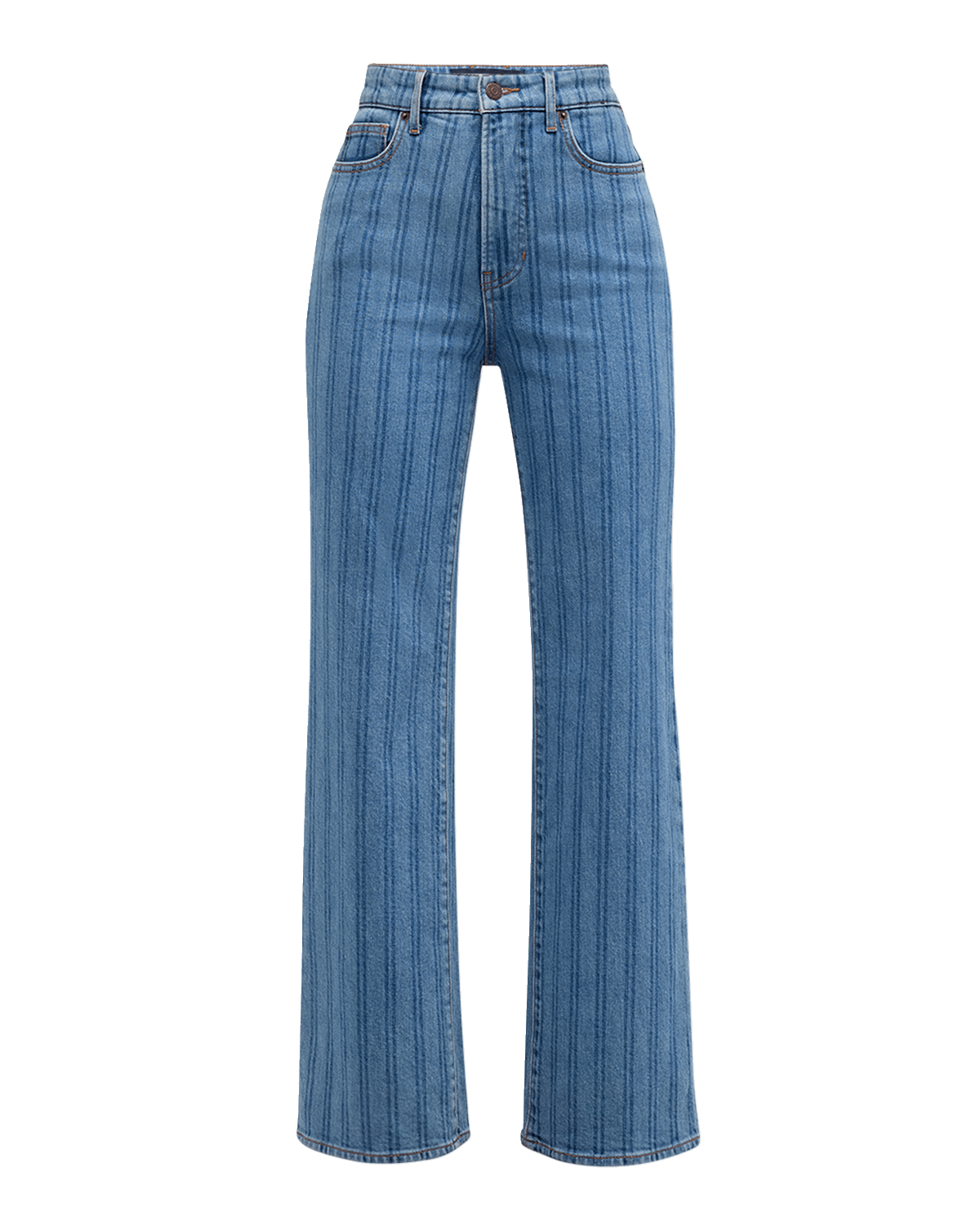 Veronica Beard Crosbie Cropped Wide-Leg Stripe Jeans