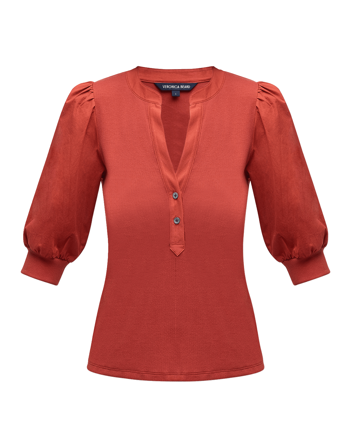 Veronica Beard Coralee Puff Sleeve Button-Front Top