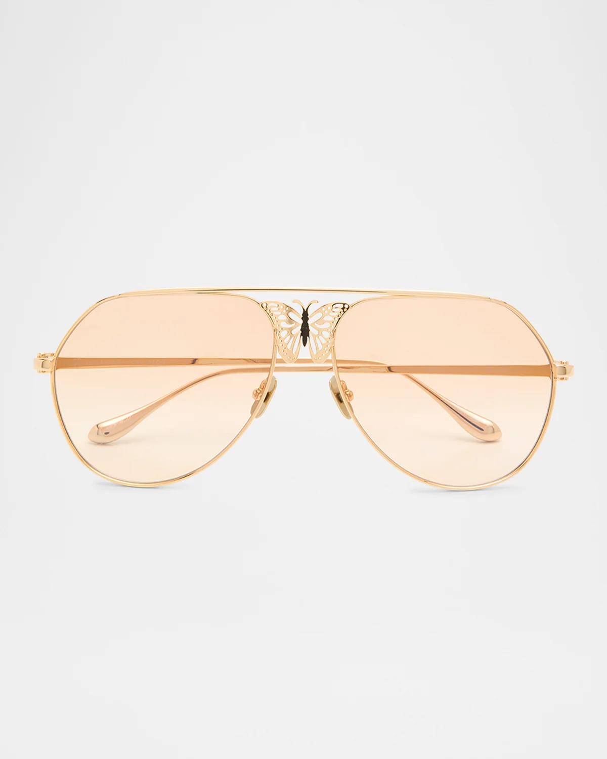 Anna-karin Karlsson Miss Rosell 2 62mm Aviator Sunglasses In Gold