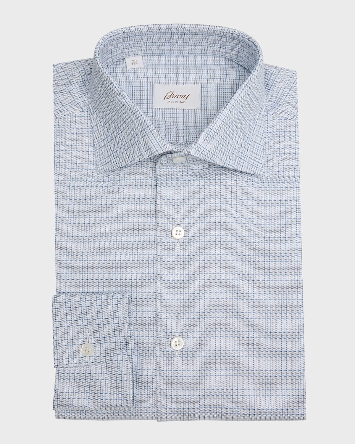 Brioni Men's Cotton Micro-Check Dress Shirt