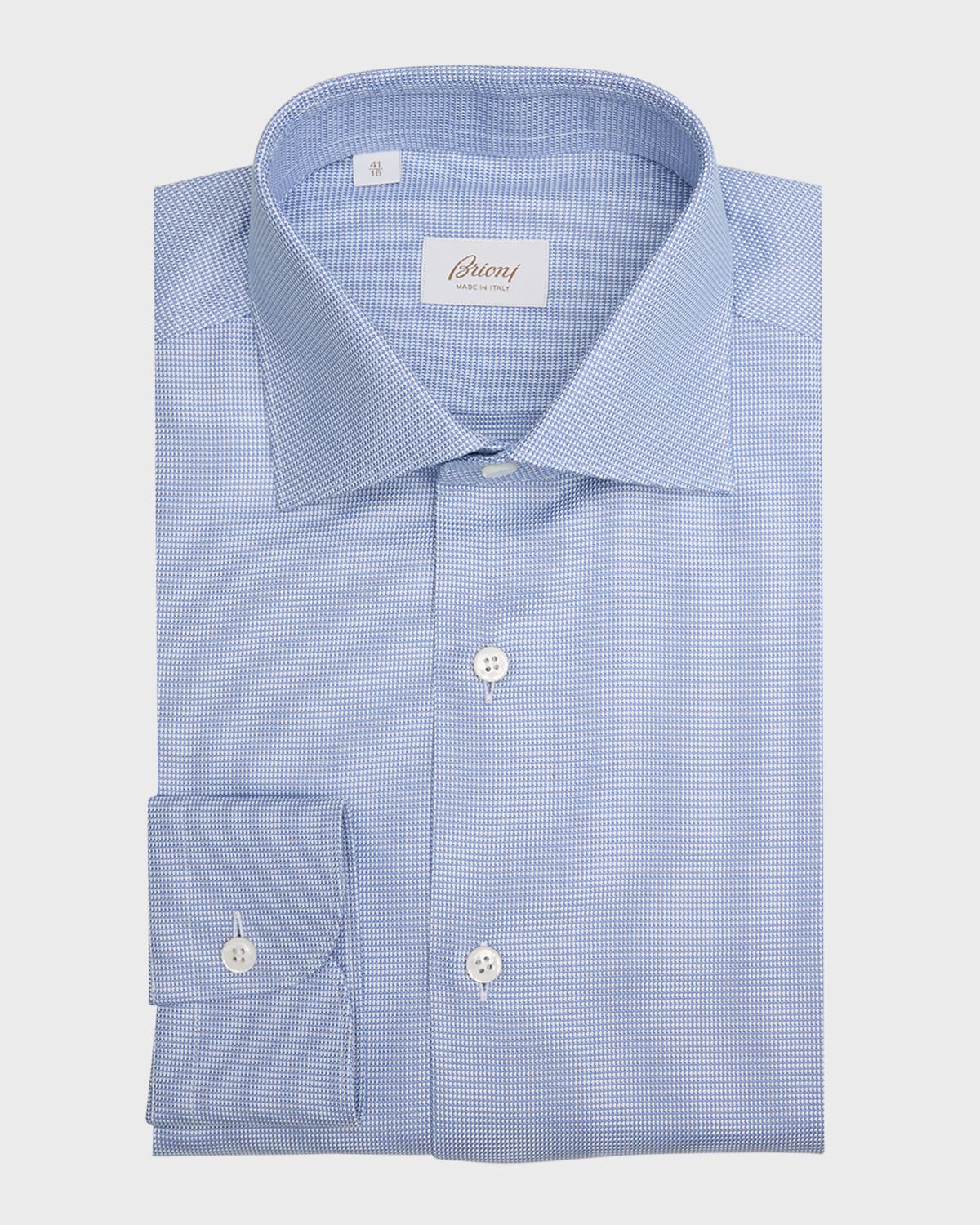 Brioni Men's Cotton Micro-Structure Dress Shirt