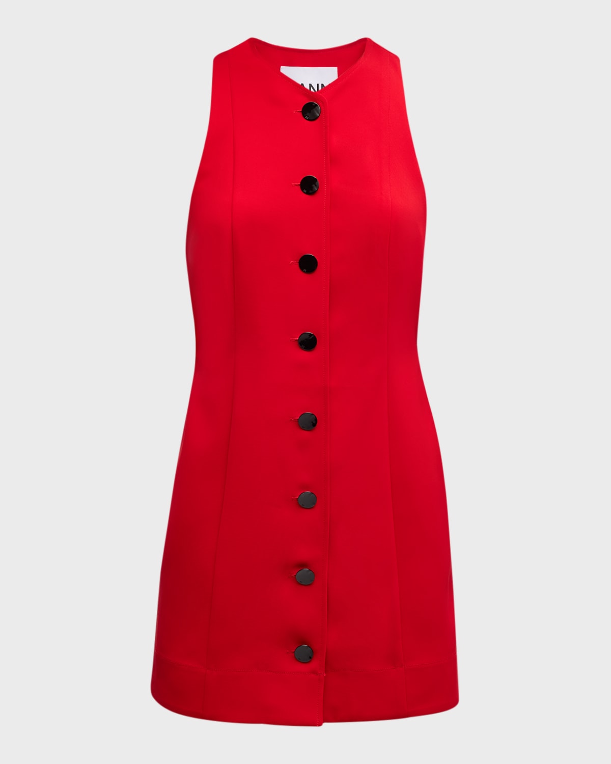 Ganni Button-Front Twill Mini Dress