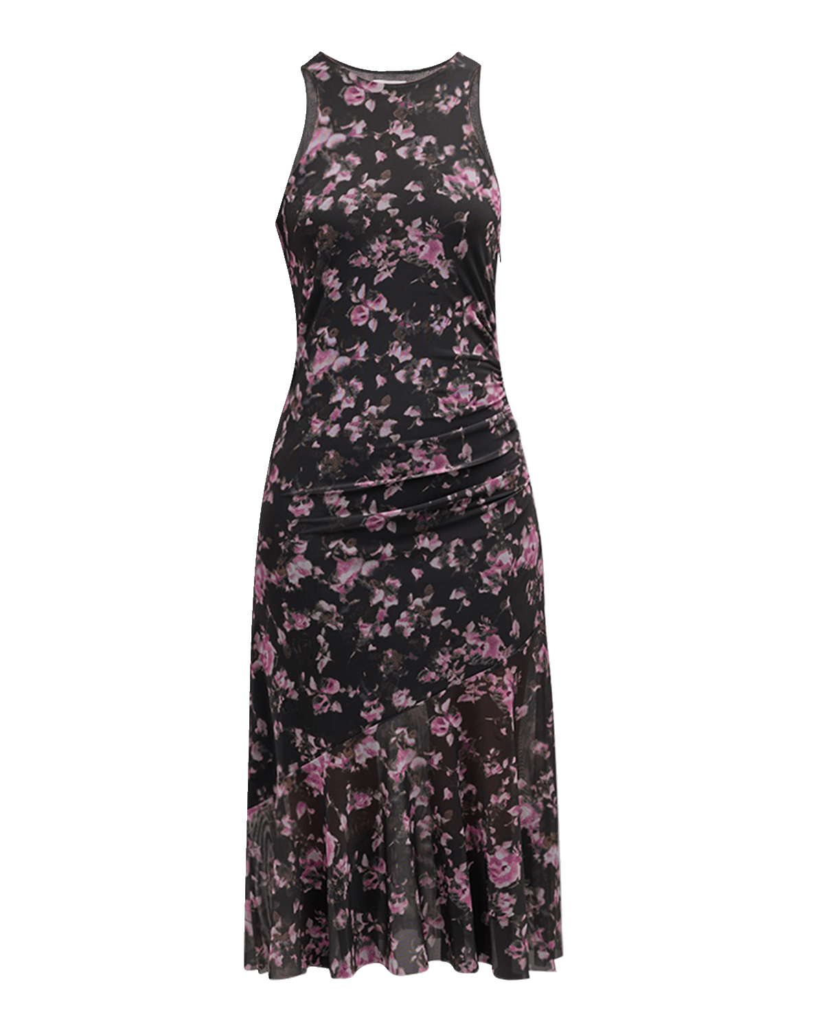 Ganni Sleeveless Floral Mesh Midi Dress