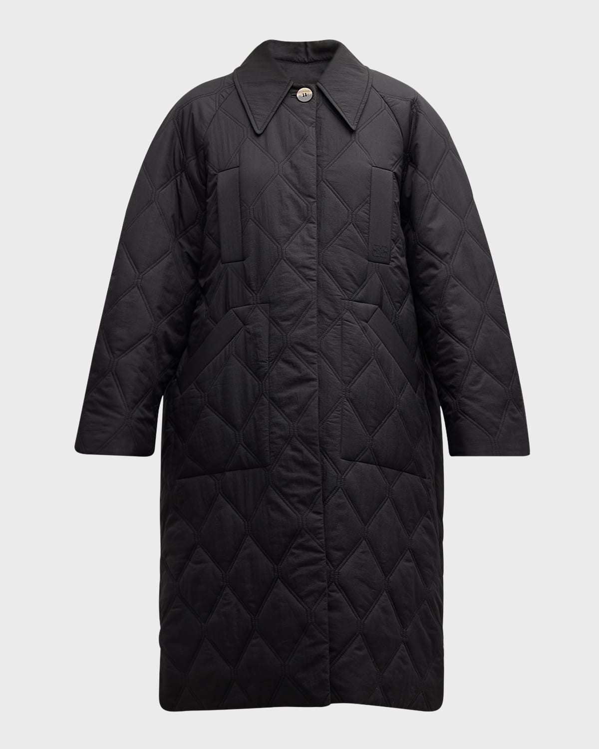 Ganni Quilted Raglan Midi Coat