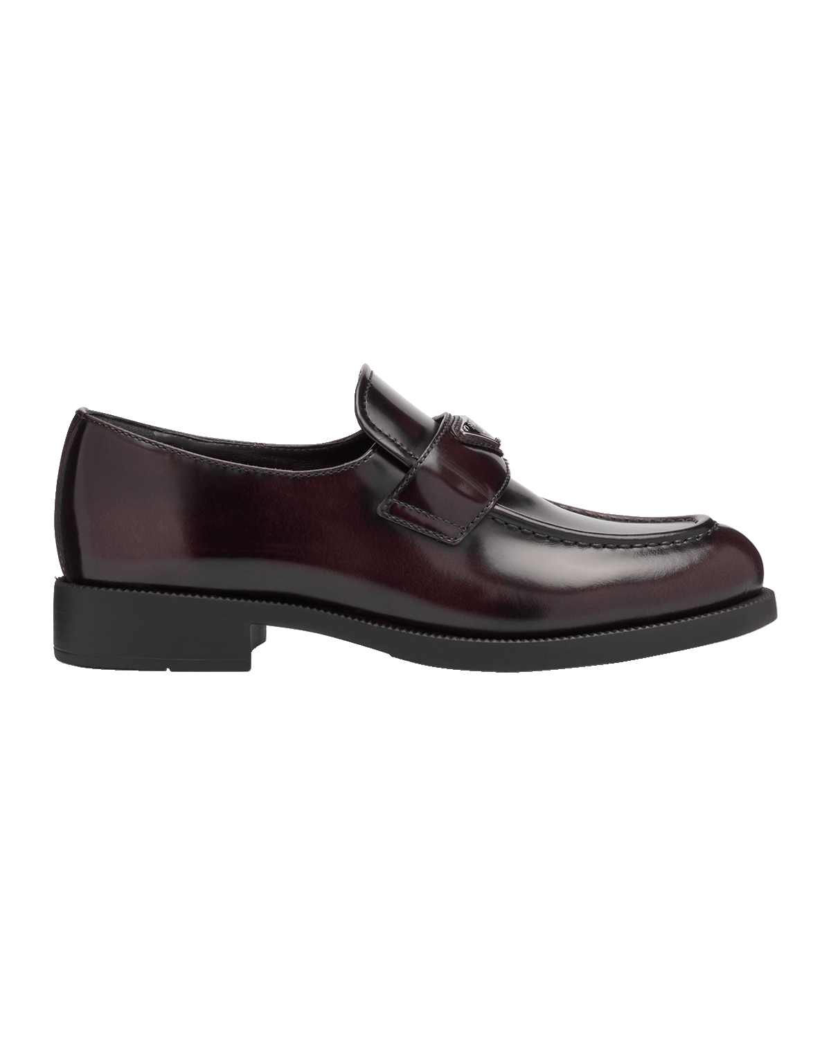 Prada Leather Logo Slip-On Loafers