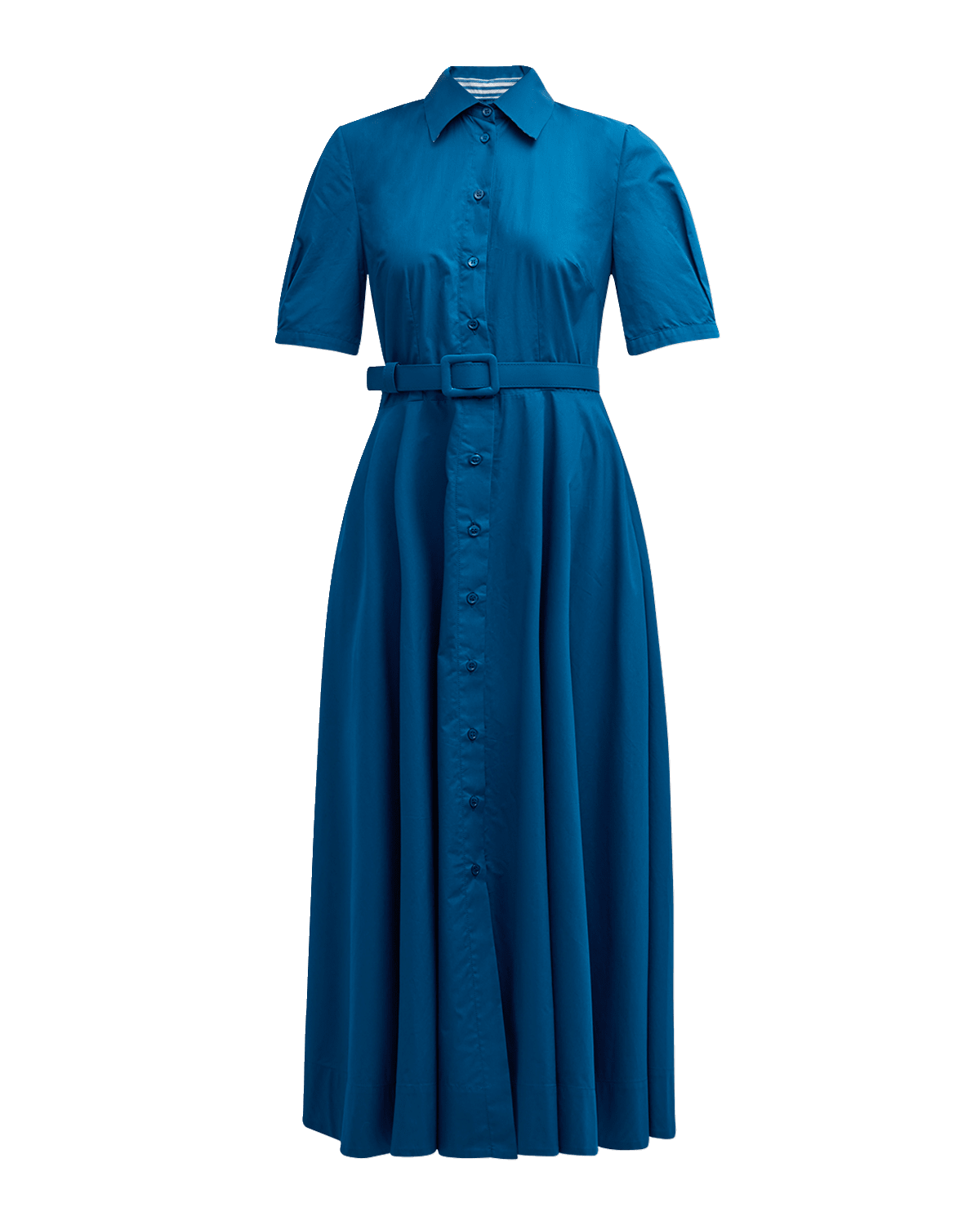 Evi Grintela Lana Belted Puff-Sleeve Midi Shirtdress