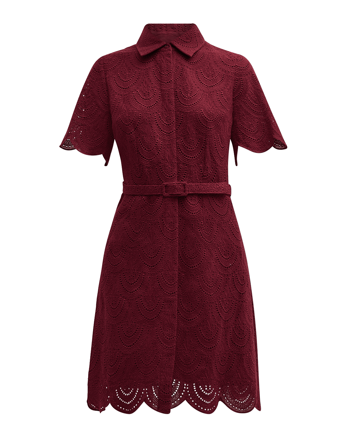 Evi Grintela Neda Belted Eyelet-Embroidered Mini Dress