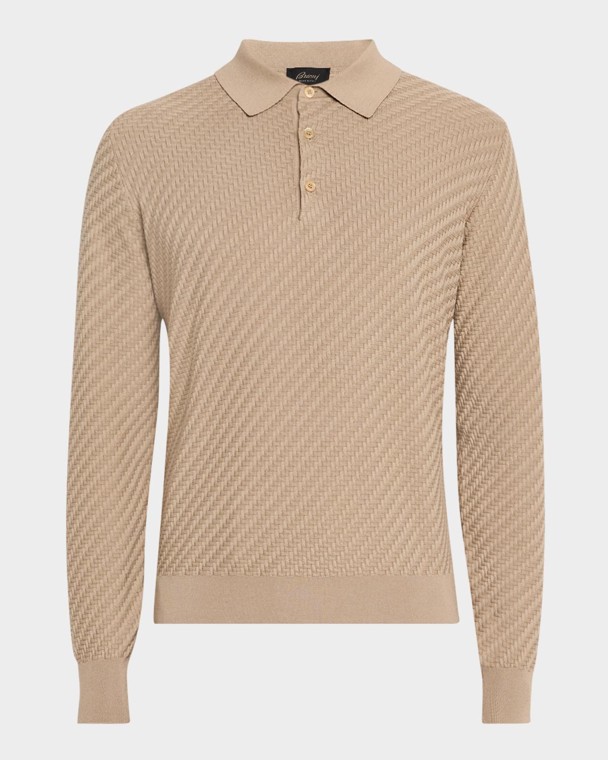 Brioni Men's Basketweave Polo Sweater