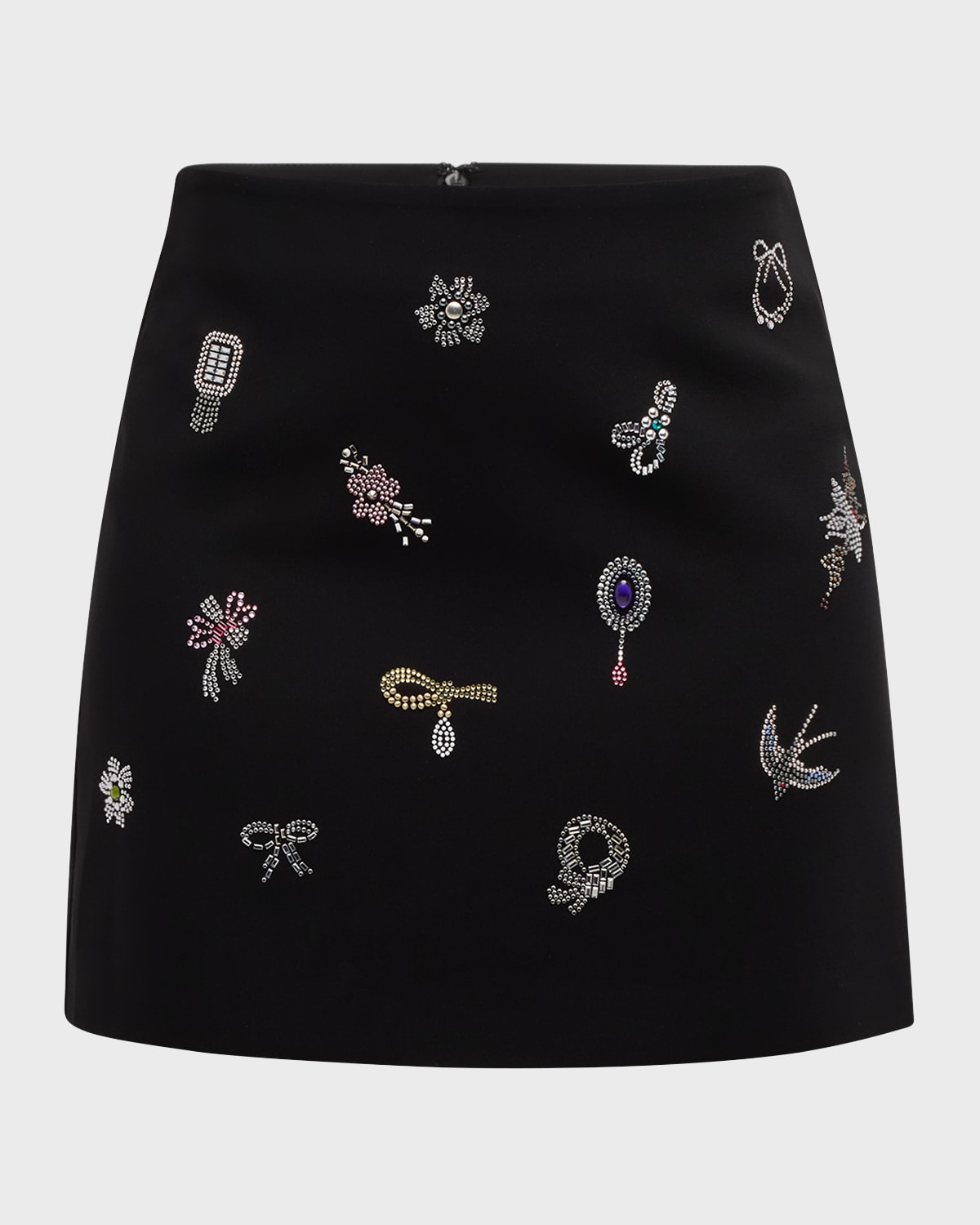 Cinq a Sept Doris Heatset Brooches Embroidered Mini Skirt