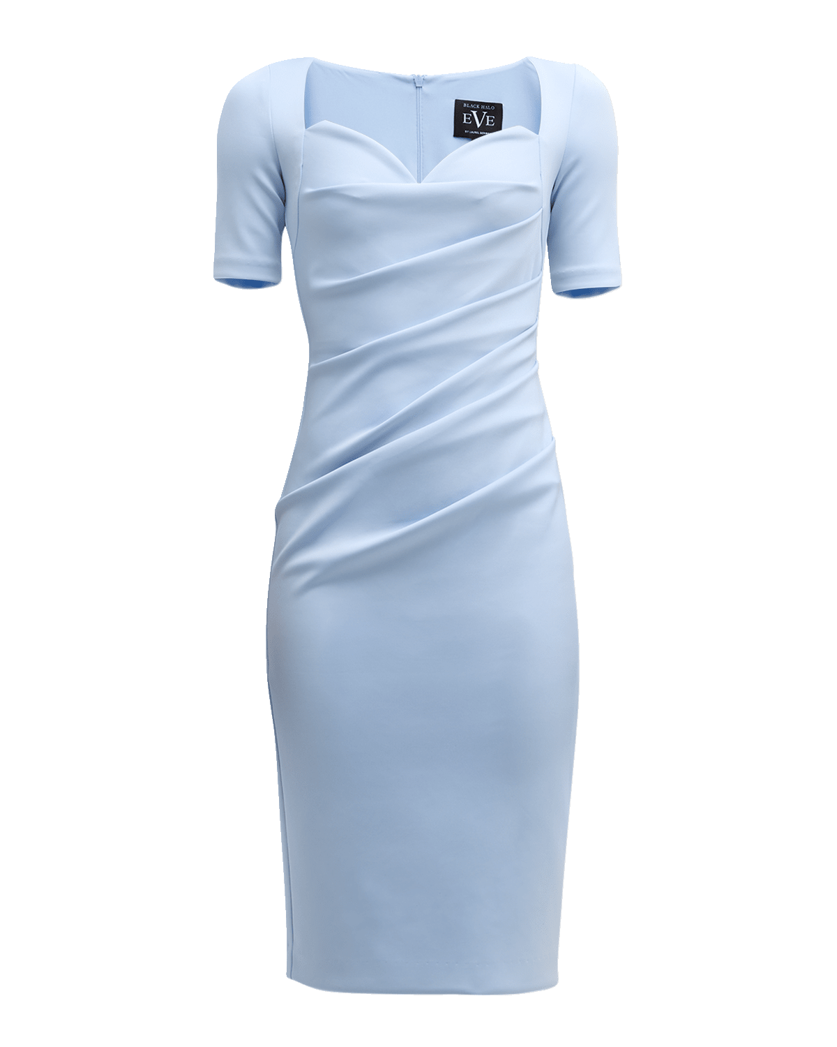 Black Halo Amandalee Pleated Bodycon Sweetheart Midi Dress