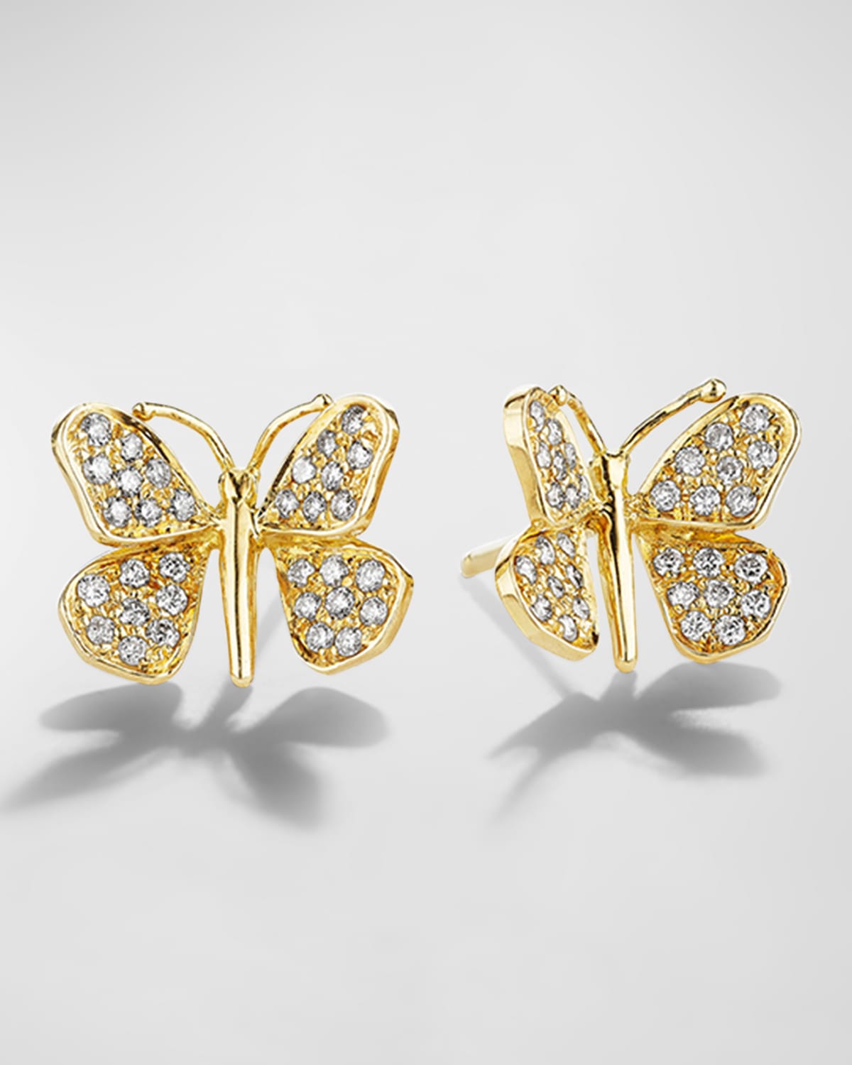 Mimi So 18K Yellow Gold Wonderland Butterfly Earrings with Pave Diamonds