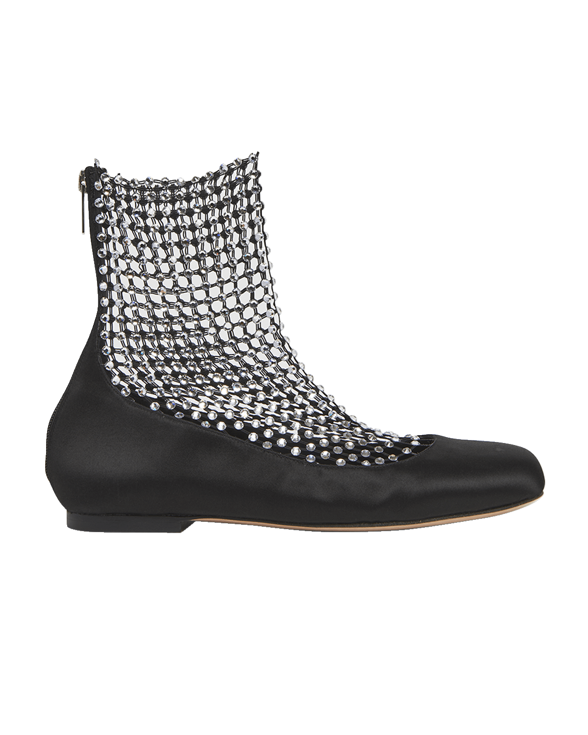 Rene Caovilla Galaxia Satin Crystal Net Ballerina Flats