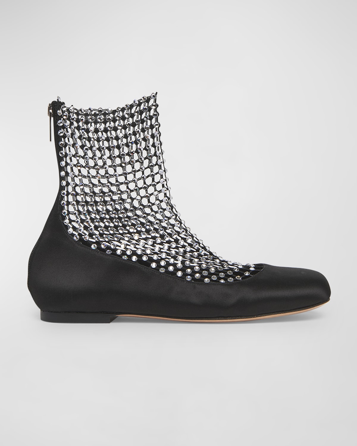 Rene Caovilla Galaxia Satin Crystal Net Ballerina Flats