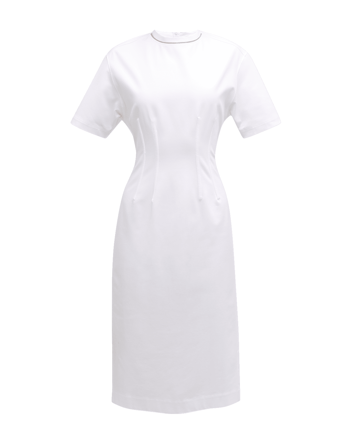 Brunello Cucinelli Monili-Trim Corset Techno Couture Jersey Midi T-Shirt Dress