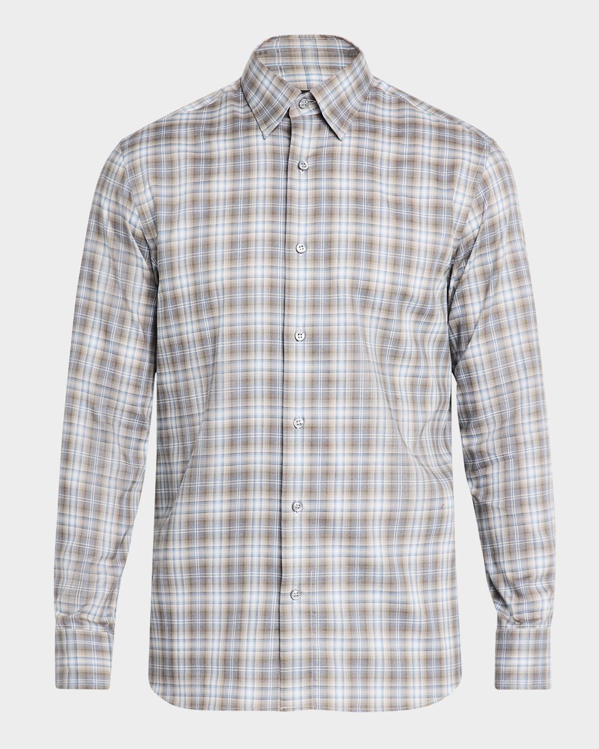 Brioni Men's Cotton Check Casual Button-Down Shirt