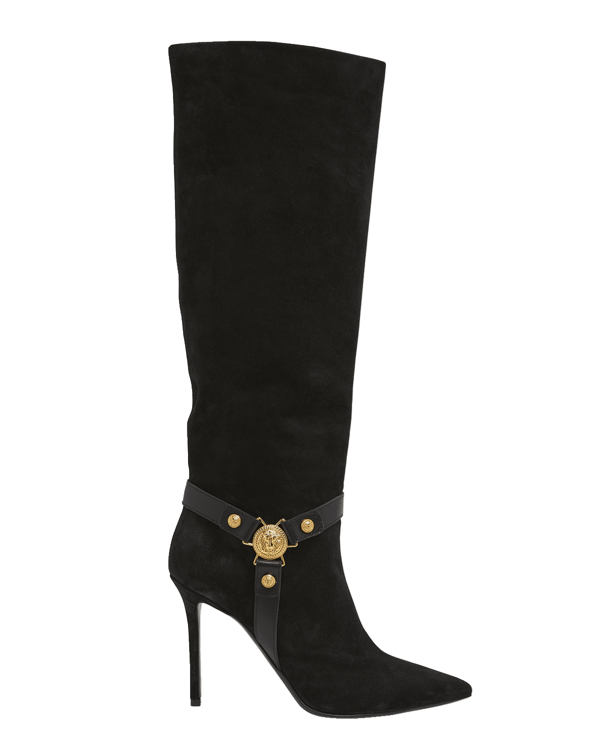 Balmain Eva Suede Harness Knee Boots