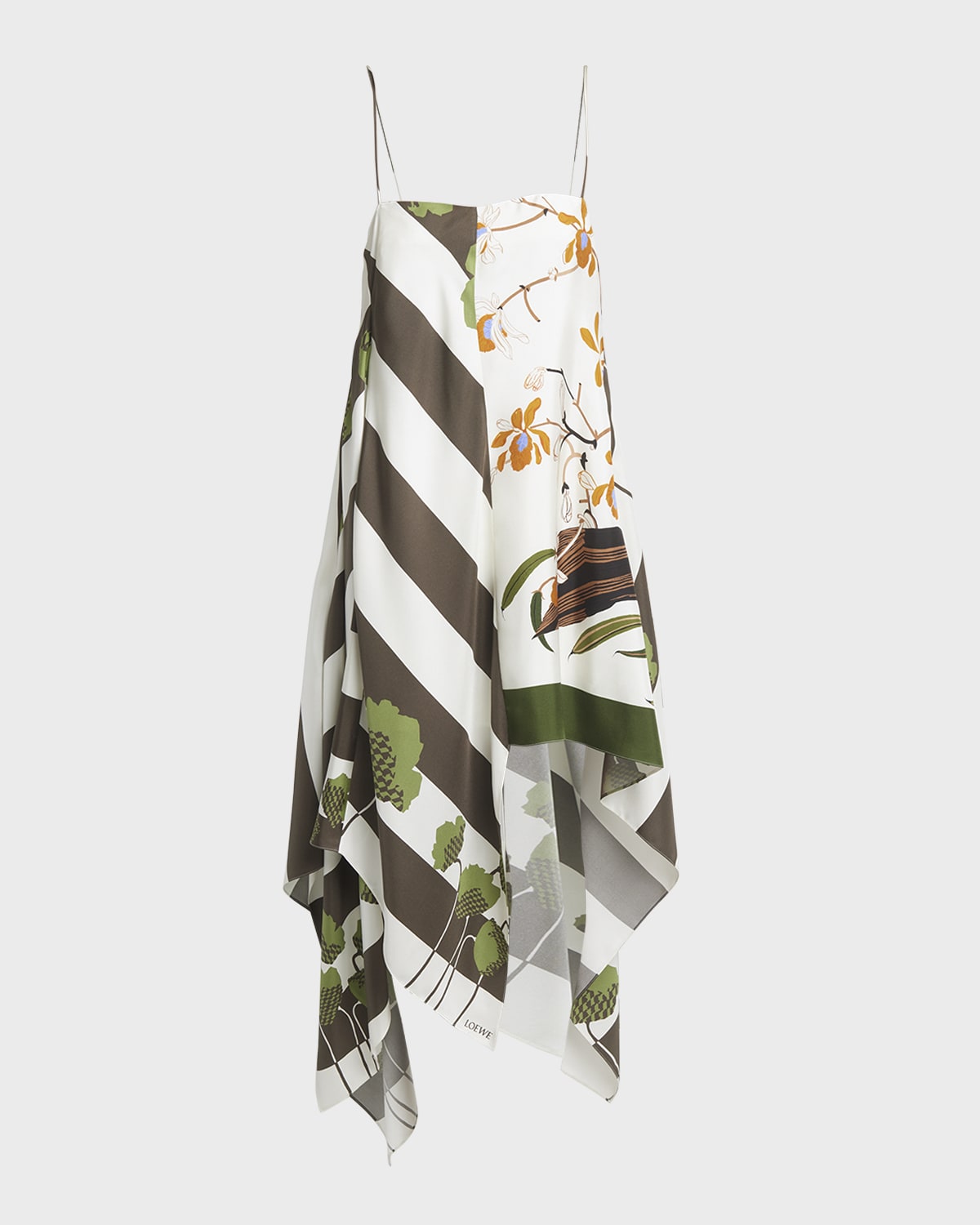 Loewe x Paula Ibiza Asymmetric Multi-Print Slip Dress