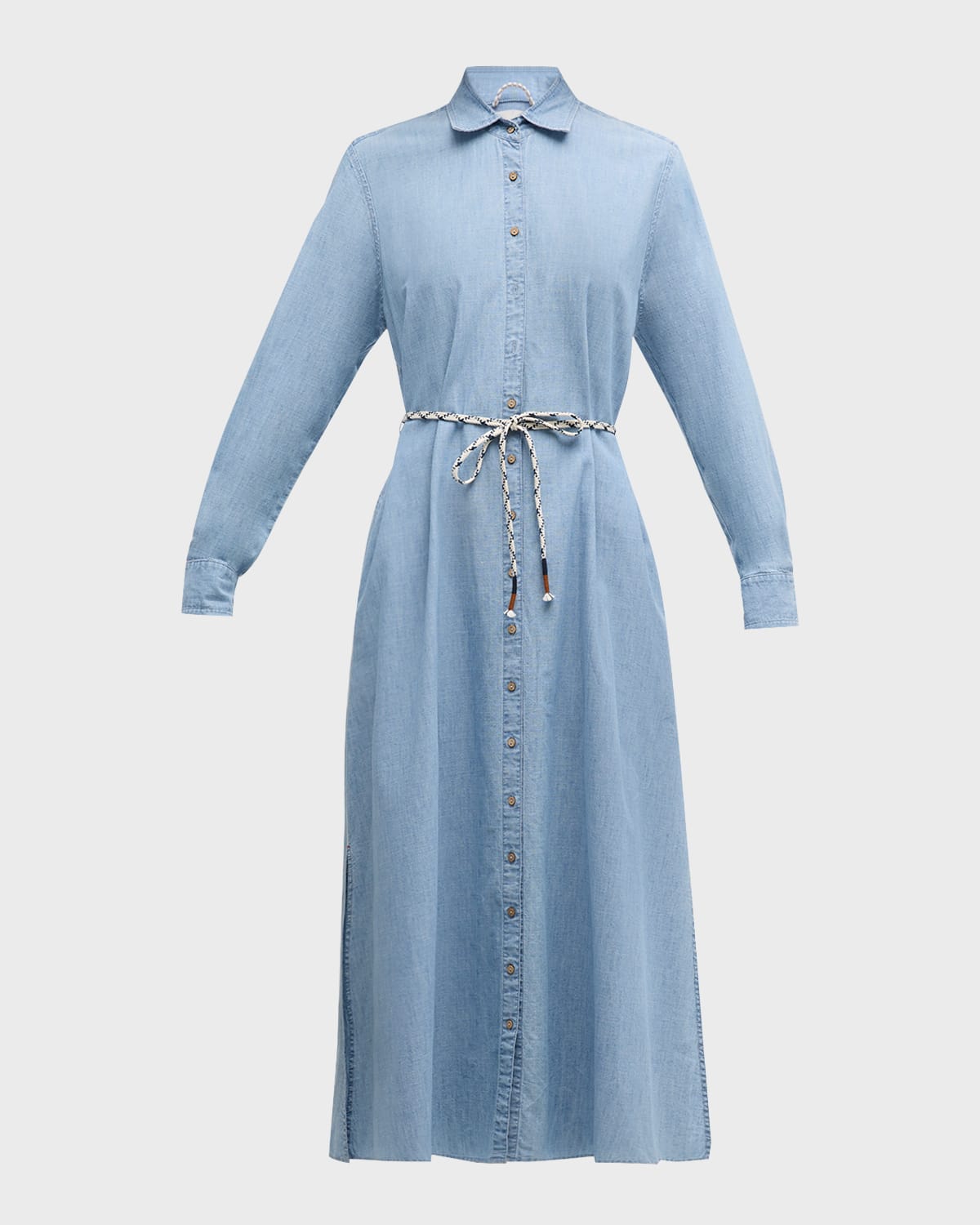 Xirena Bowen Belted Denim Maxi Shirtdress