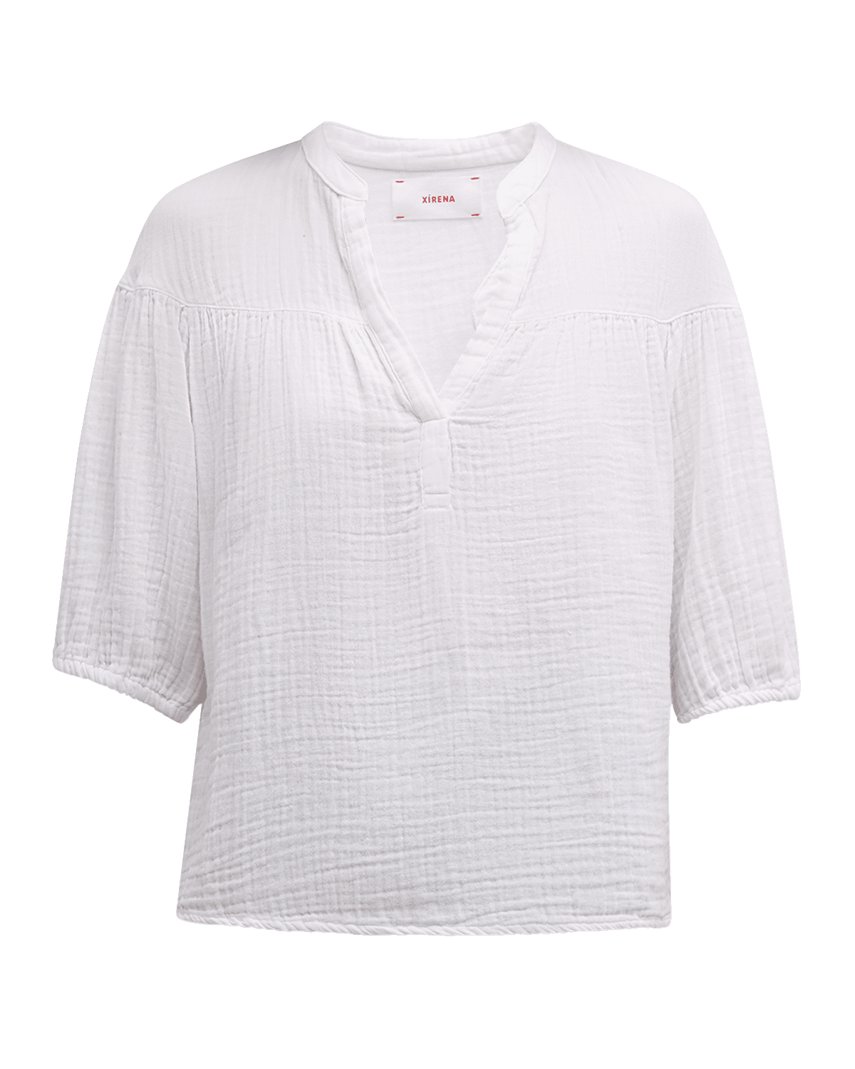 Xirena Clem Elbow-Sleeve Cotton Gauze Top