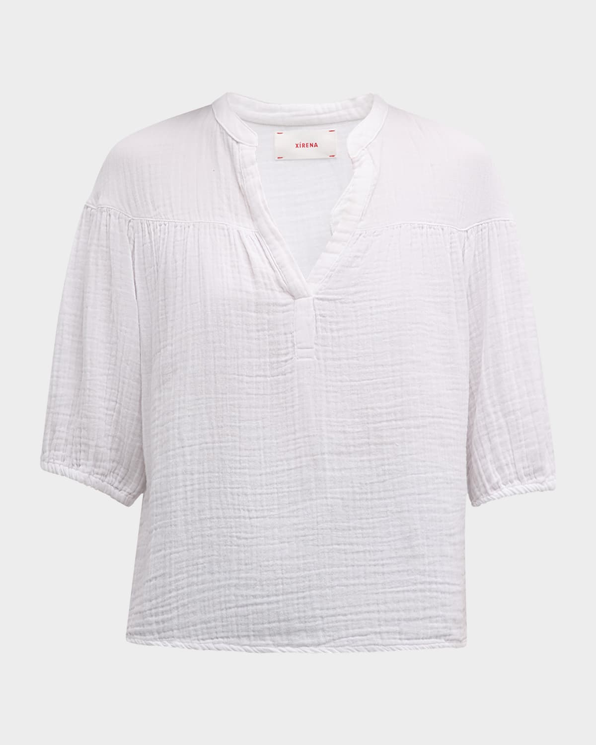 Xirena Clem Elbow-Sleeve Cotton Gauze Top