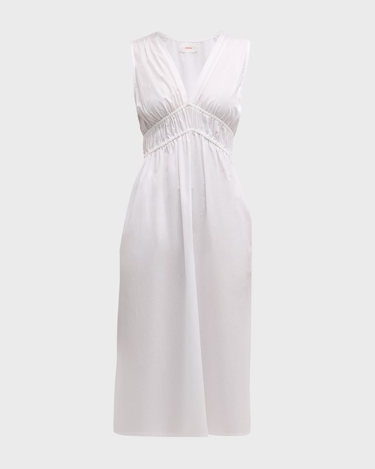 Xirena Cyra Ruched Empire Cotton Midi Dress