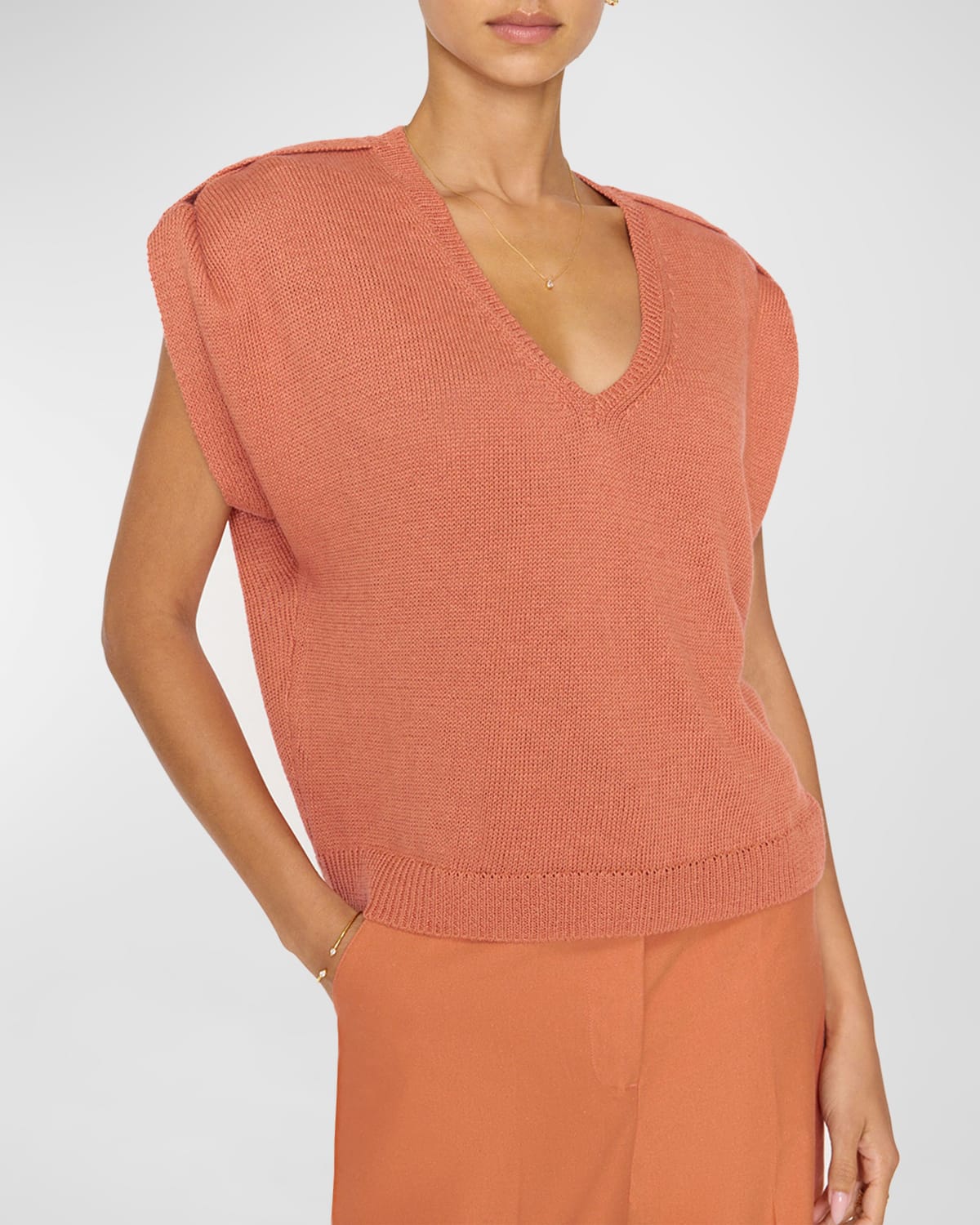 Brochu Walker Frances Sleeveless V-Neck Sweater Top