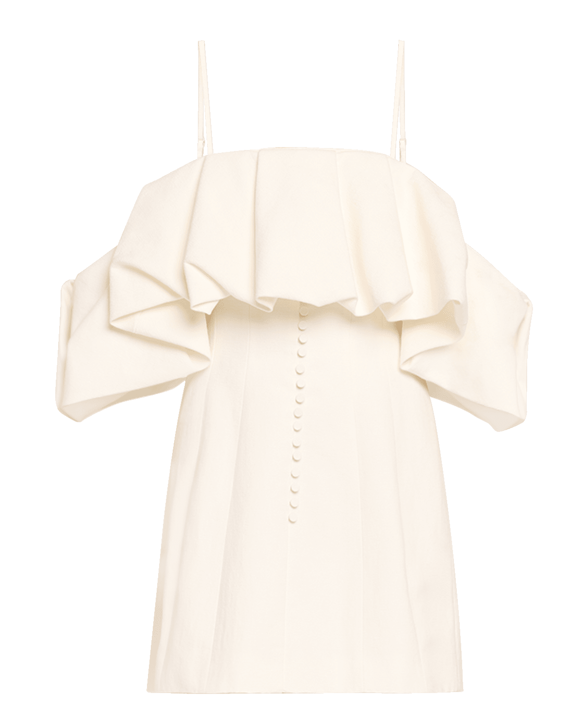 SIMKHAI Puff Overlay Square-Neck Mini Dress