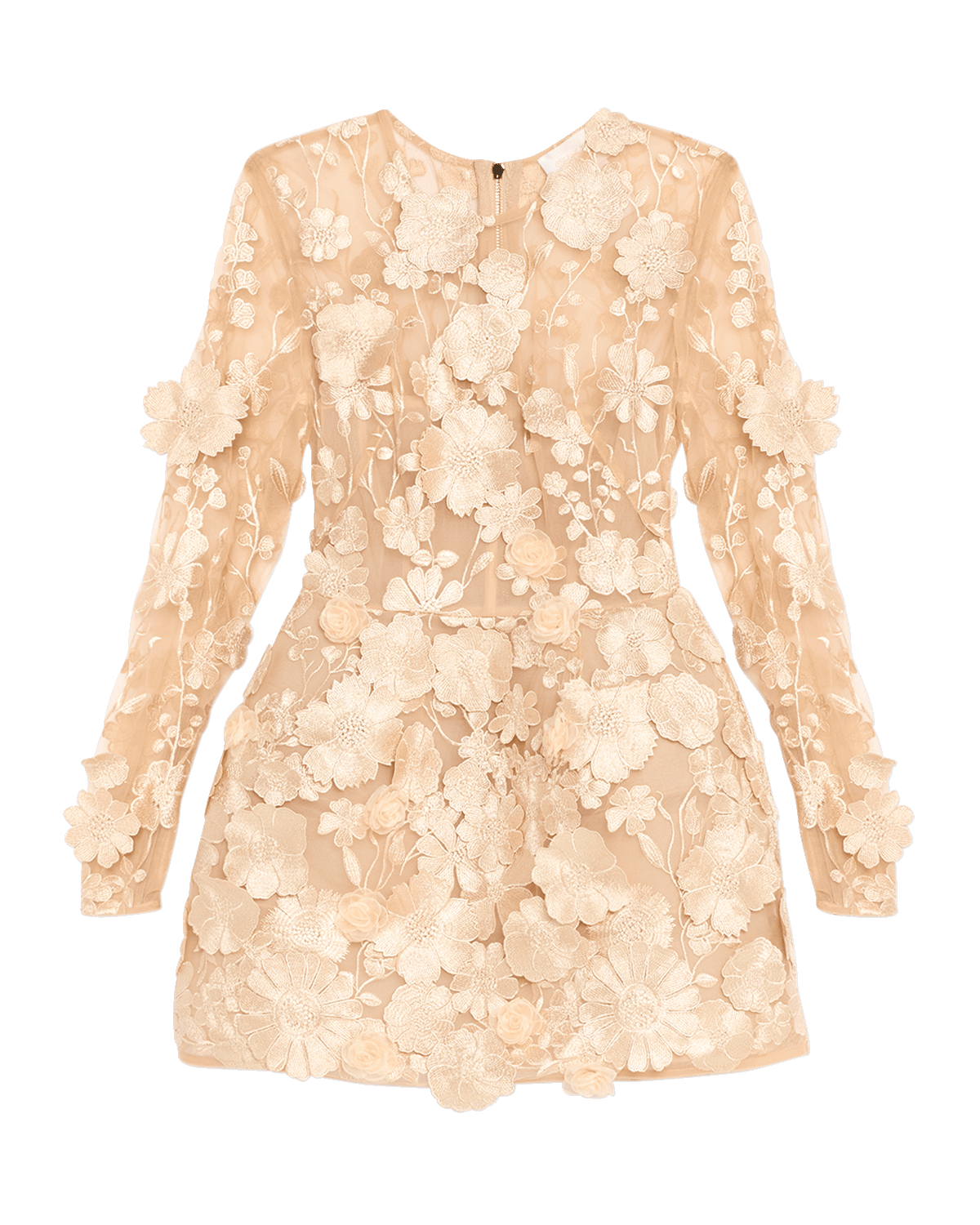 Bronx and Banco Bouquet Maraya Embroidered Illusion Mini Dress