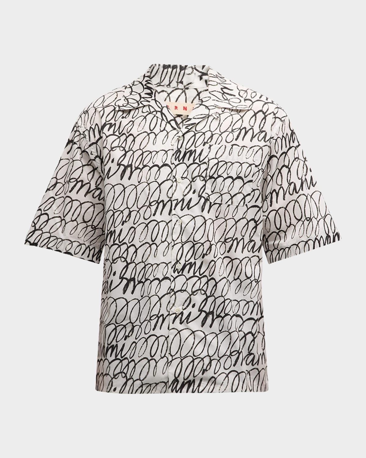 Marni Men's Scribbled Poplin Camp Shirt
