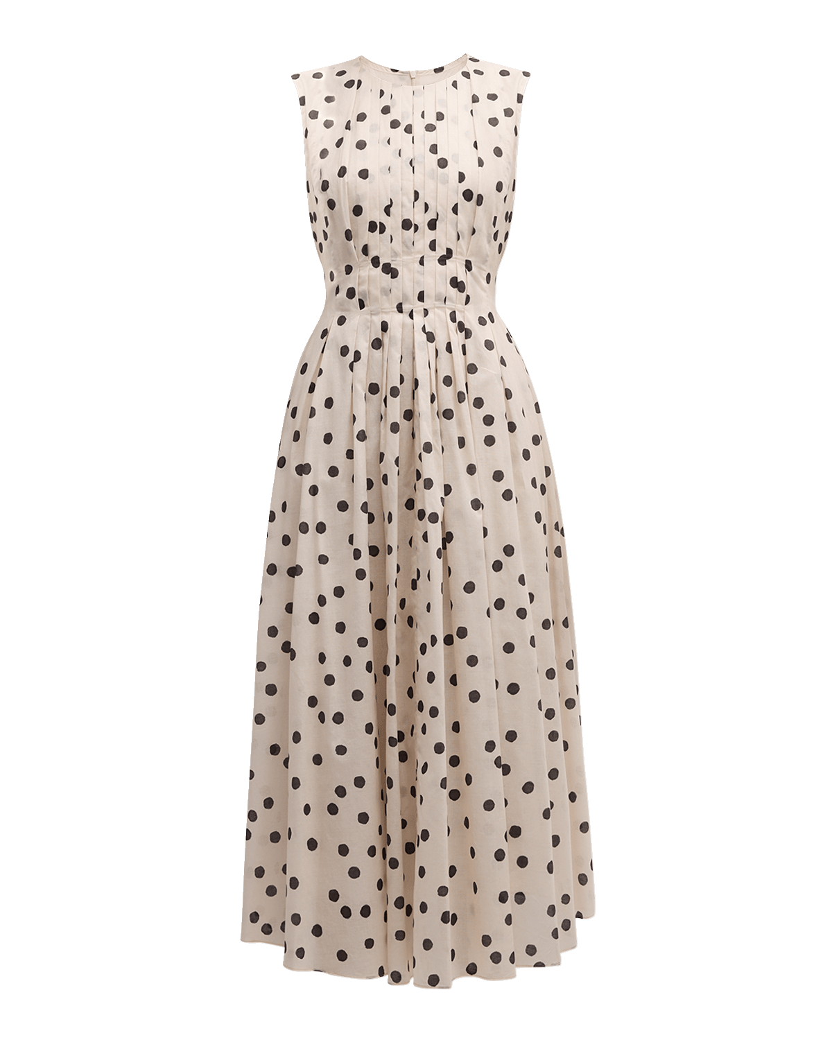 Max Mara Carol Polka-Dot Sleeveless Pleated Midi Dress