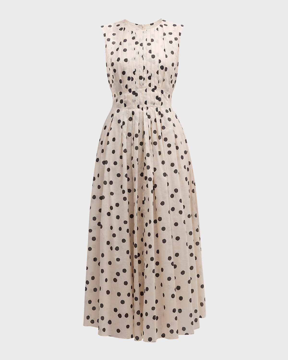 Max Mara Carol Polka-Dot Sleeveless Pleated Midi Dress