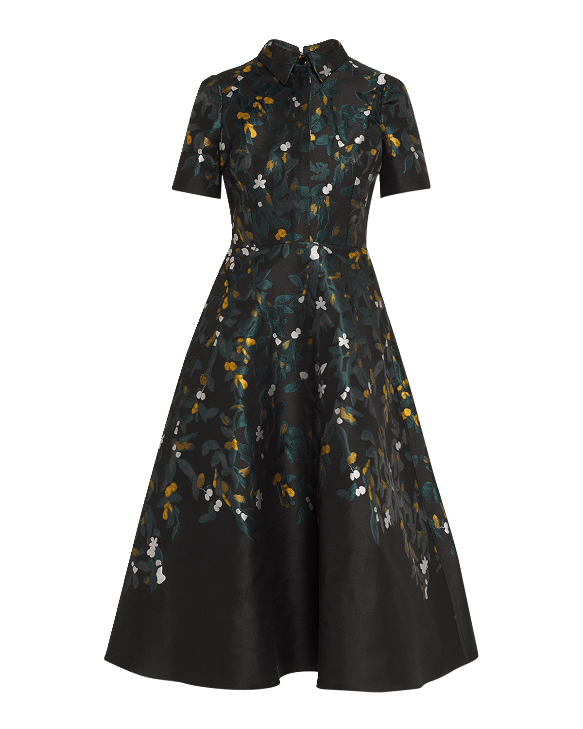 Rickie Freeman for Teri Jon A-Line Floral Jacquard Midi Shirtdress