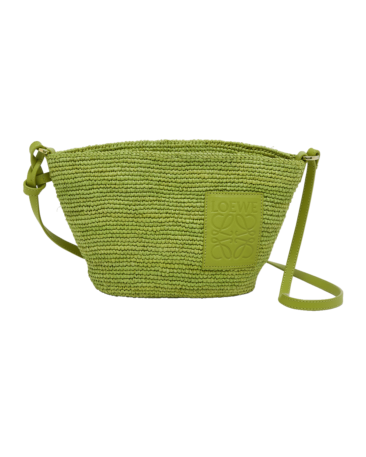 Loewe x Paula’s Ibiza Slit Pochette Bag in Raffia with Leather Strap