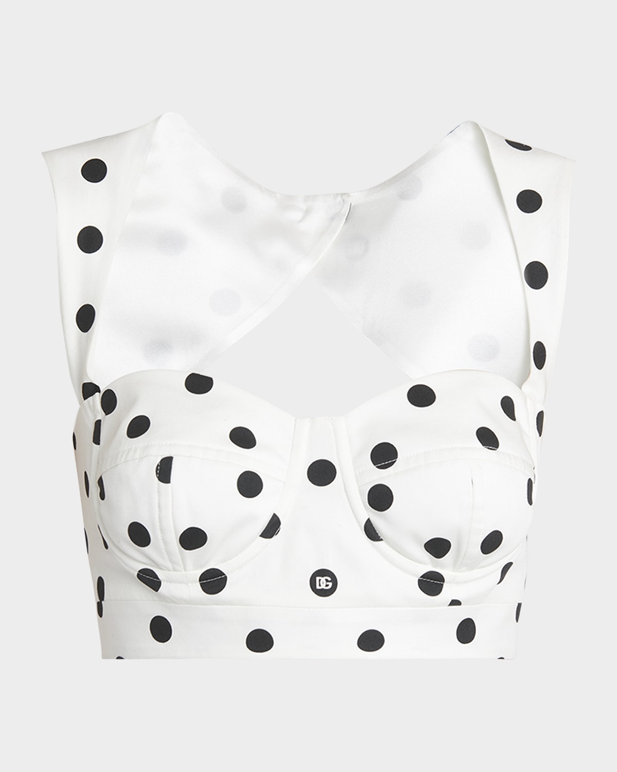Dolce&Gabbana Polka-Dot Bustier Top with Open Back