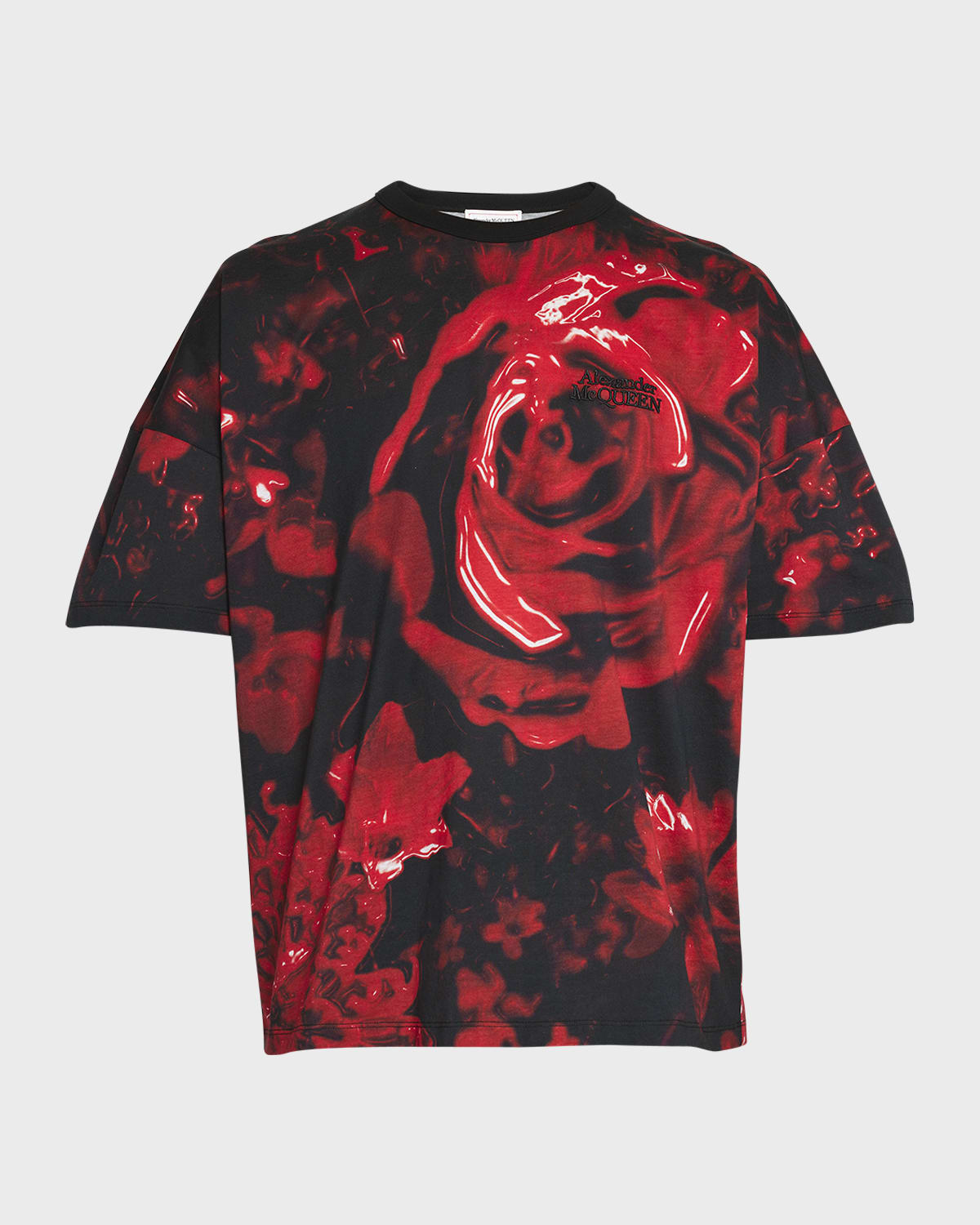 Alexander McQueen Men's Floral Wax Seal Print T-Shirt