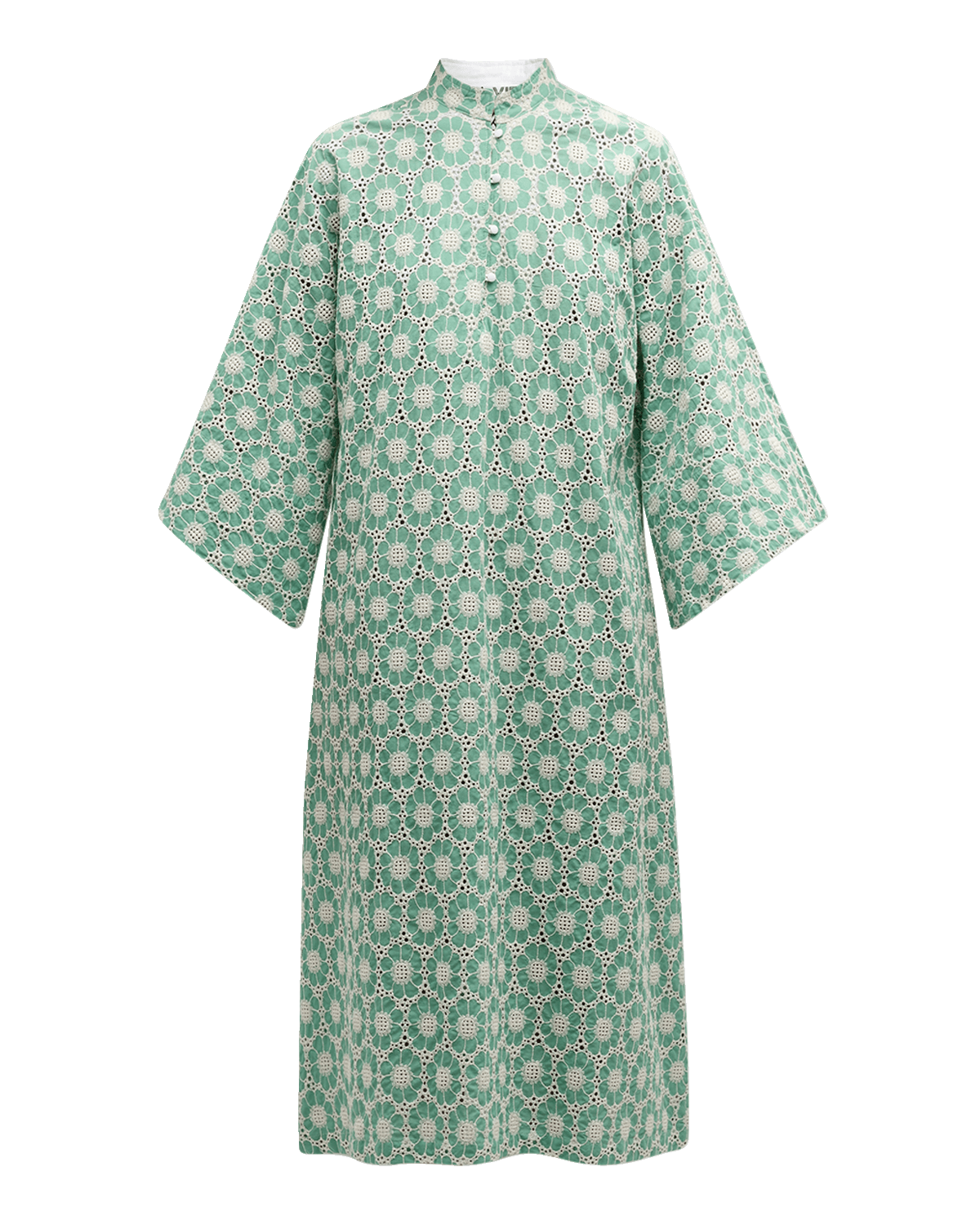 La Vie Style House Eyelet Floral-Embroidered Midi Caftan