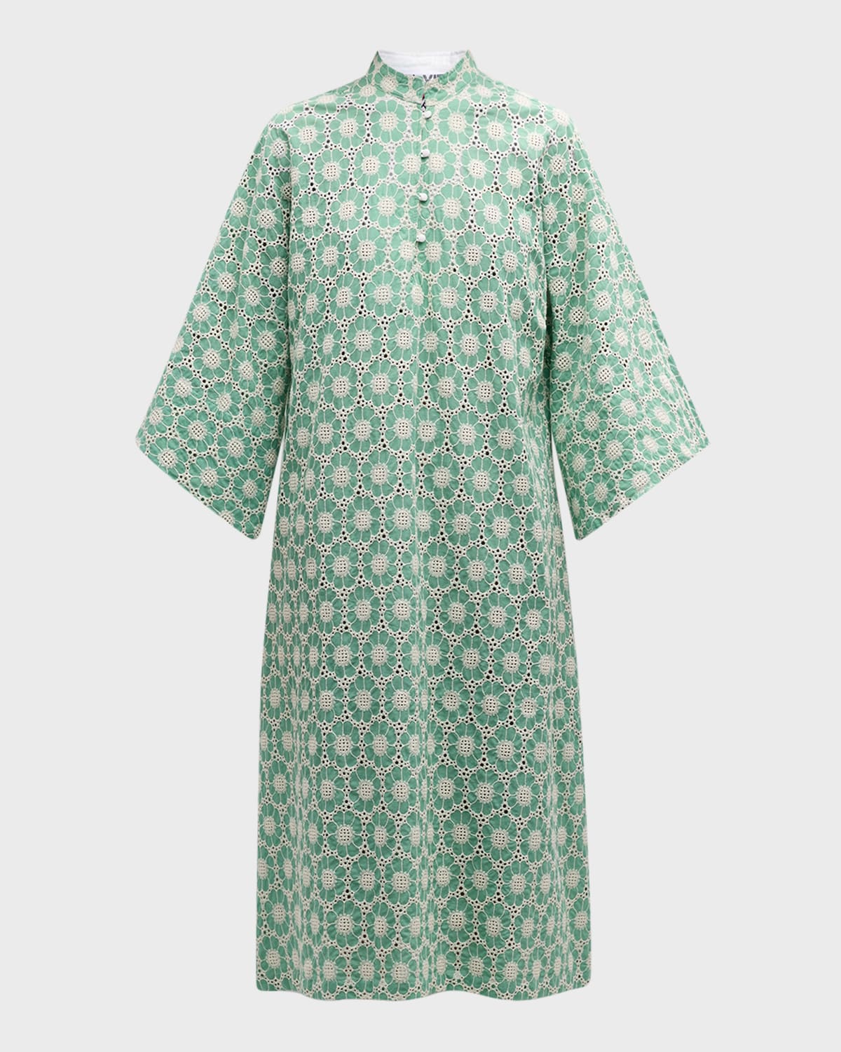 La Vie Style House Eyelet Floral-Embroidered Midi Caftan