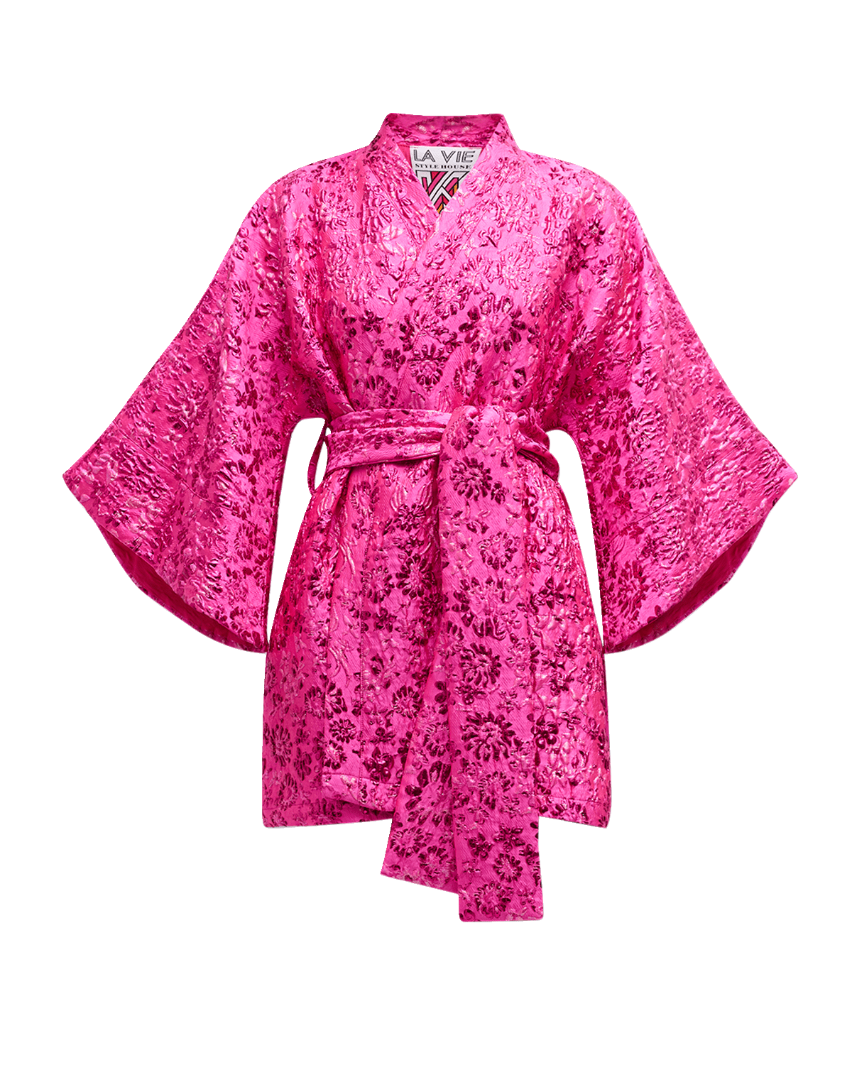 La Vie Style House Metallic Floral Brocade Mini Robe