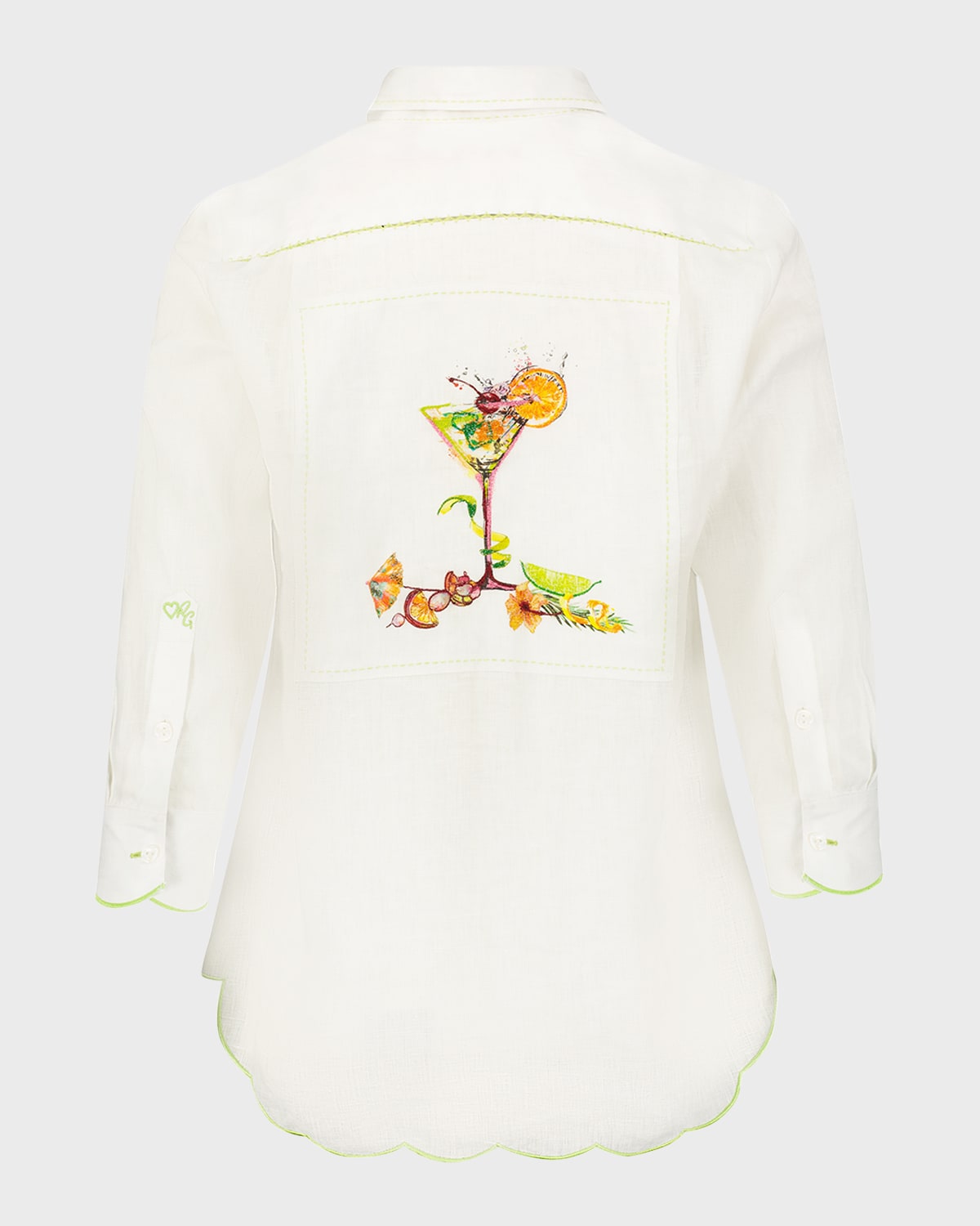 Robert Graham Hadley Embroidered Scalloped Linen Shirt