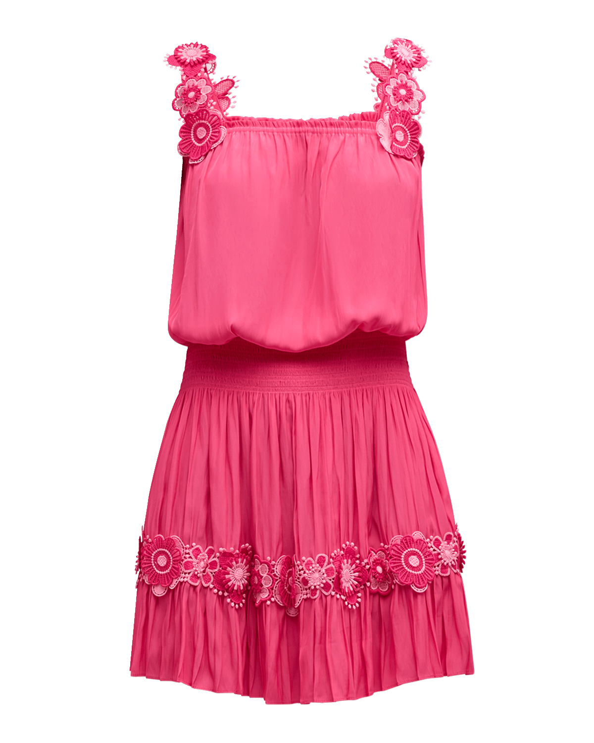 Ramy Brook Effie Floral Crochet Blouson Mini Dress