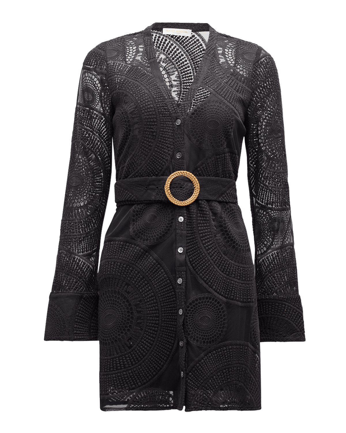 Ramy Brook Teresa Belted Embroidered Mesh Mini Dress