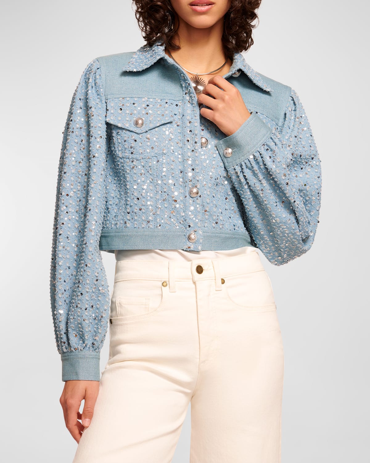 Ramy Brook Janet Sequined Denim Jacket