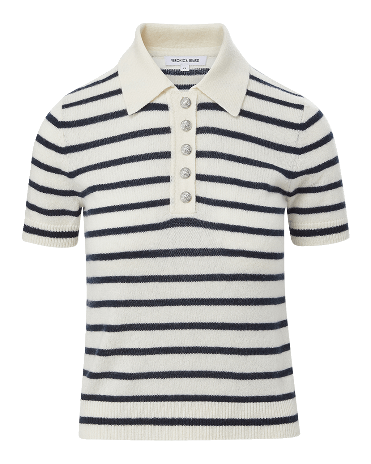 Veronica Beard Brandt Stripe Cashmere Polo Shirt