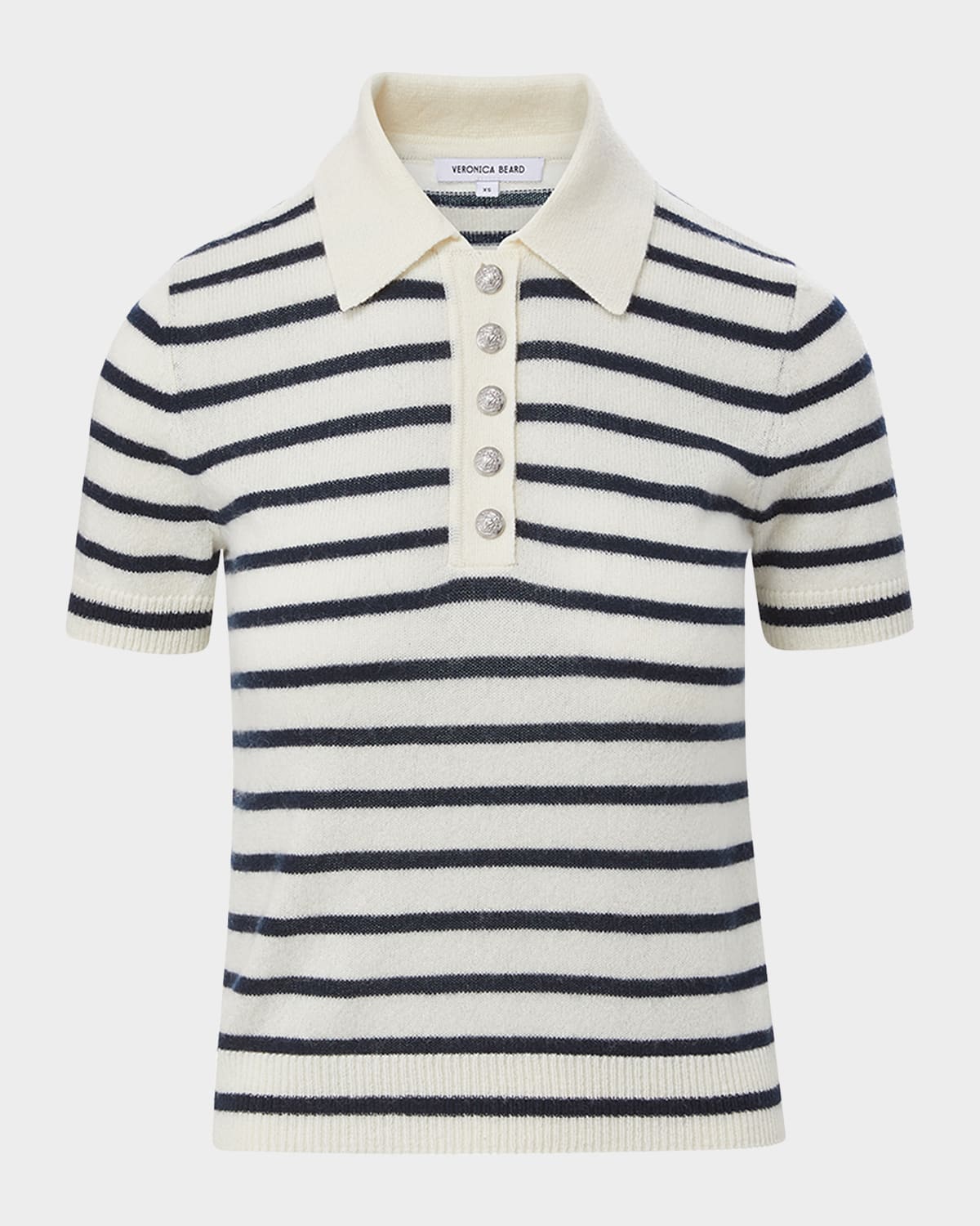 Veronica Beard Brandt Stripe Cashmere Polo Shirt