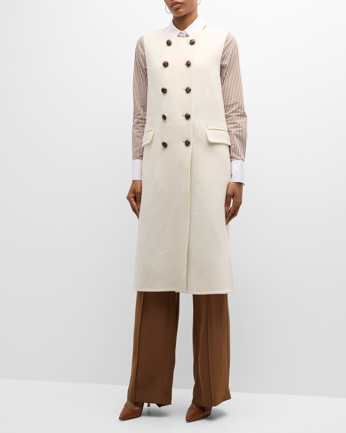Veronica Beard Hoxton Long Wool-Blend Vest