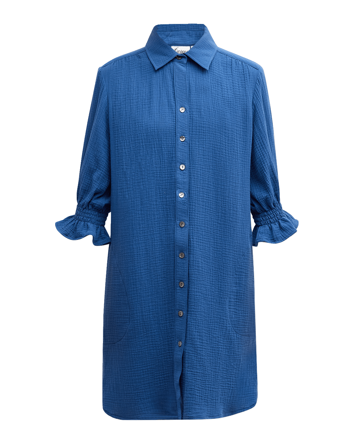 Finley Miller Blouson-Sleeve Cotton Gauze Shirtdress