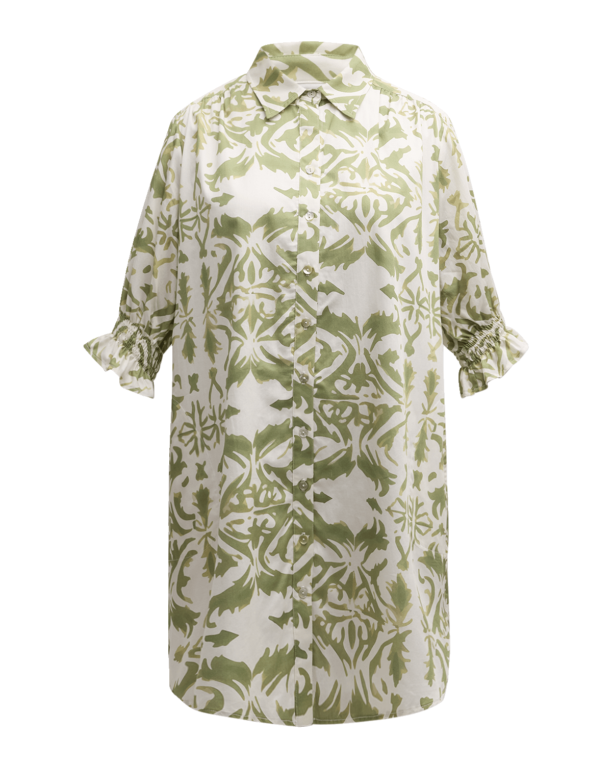 Finley Plus Size Miller Tile-Print Cotton Shirtdress