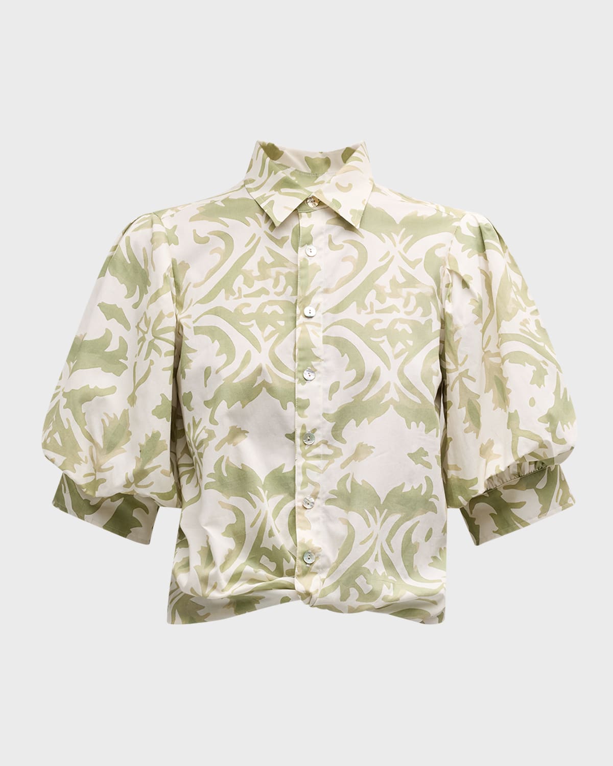 Finley Bomba Blouson-Sleeve Cotton Shirt