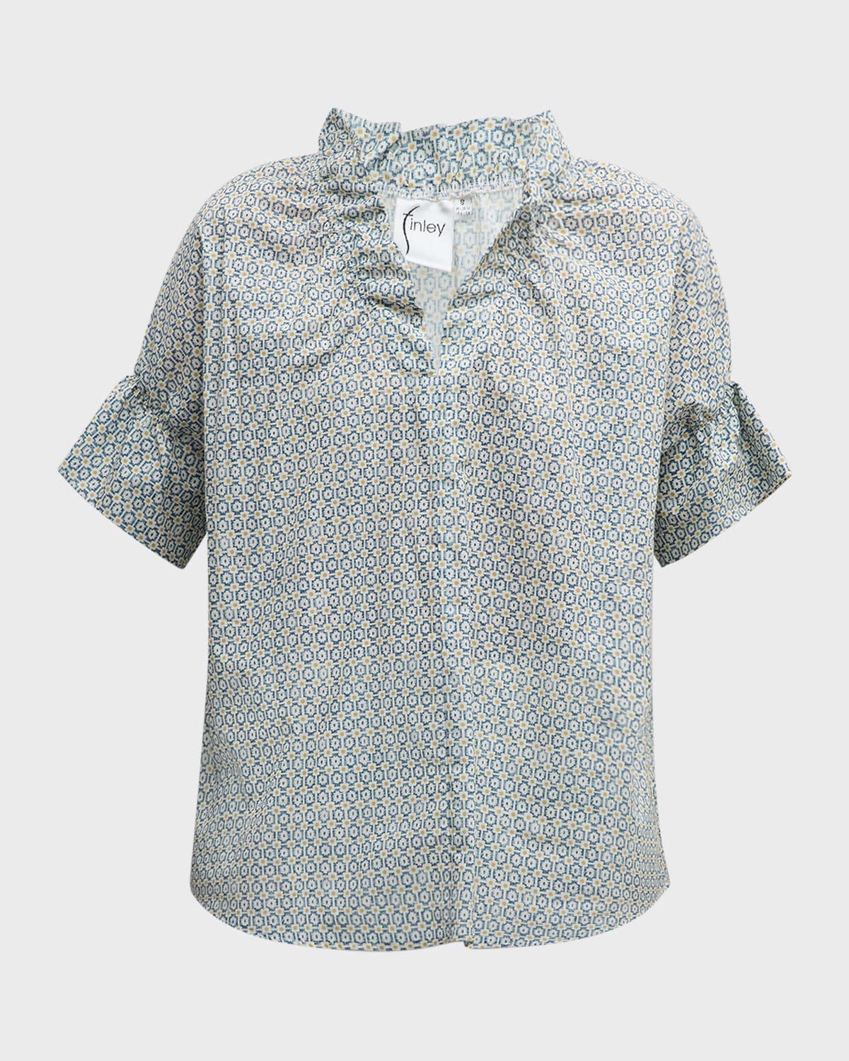 Finley Crosby Ruffle Geometric-Print Top